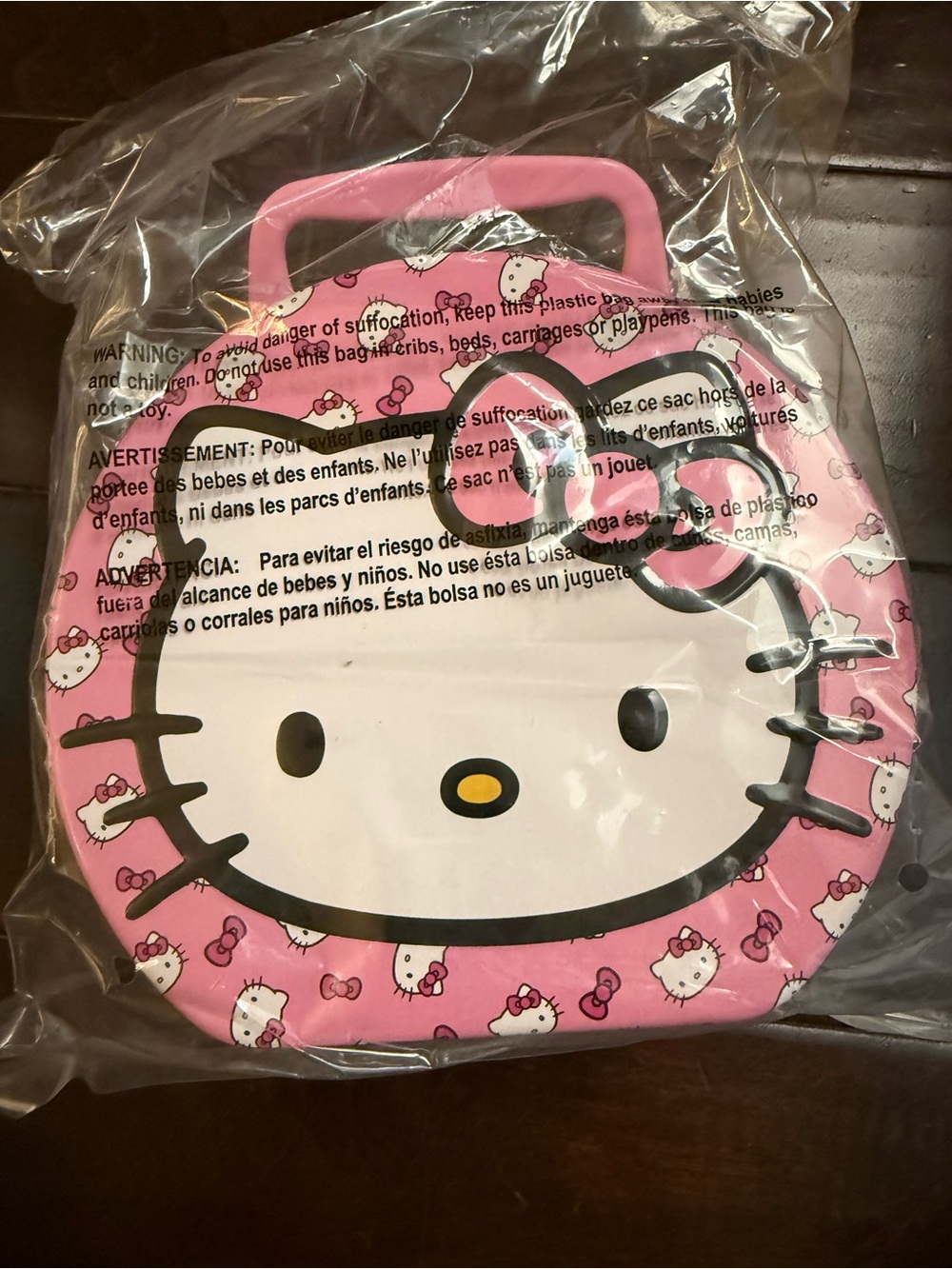 Hello Kitty Pink White Kids Metal Tin Storage Box with Handle